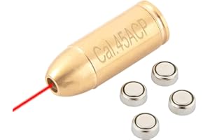 SAWKE Laser Bore Sight for .45 ACP, Hunting Red Dot Boresighter with 4 Batteries（2 Set Batteries）