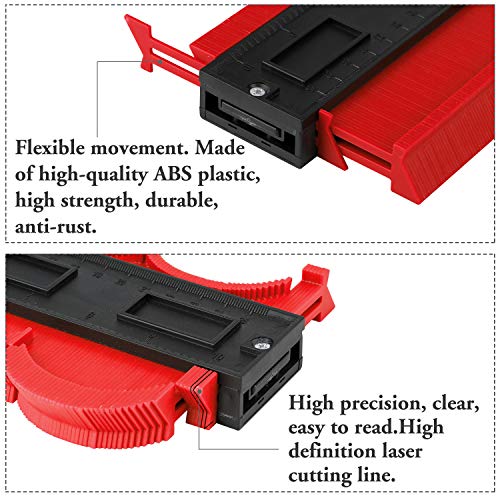 4 in 1 Contour Gauge, Apsung Profile Shape Duplicator, Precisely Measure Copy Ruler Contour Duplicator, Easy Cutting Irregular Shapes for Tiling Laminate Wood Marking Tool 10 Inch and 5 Inch