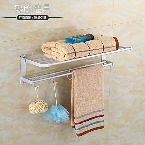 Ueannryer Activity Towel Rack Hanging Space Aluminum Double Folding Towel Rack Hook