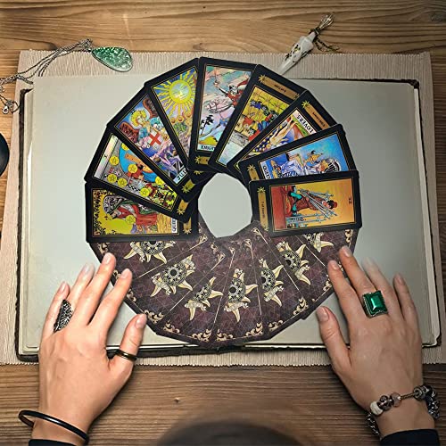 VOVOH Tarot Cards Holographic Tarot Deck, Tarot Cards for Beginners, 78 Classic Tarot Cards Surface Laser with Guidebook, Tarot Cards with Meanings on Them (English Edition)
