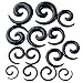 PiercingJ 14pcs 12G-00G Uv Acrylic Spiral Snail Plug Ear Stretching Kit (Many Colors) (Black)