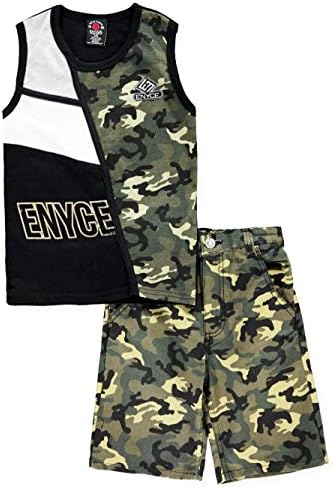 Enyce Little Boys' Toddler 2-Piece Short Set Outfit - Olive Multi, 3t