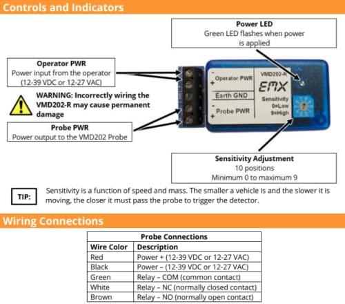 EMX VMD202-R Sensitivity Remote Controller for VMD202 Vehicle Motion Detector - Easy Tuning & Reusable