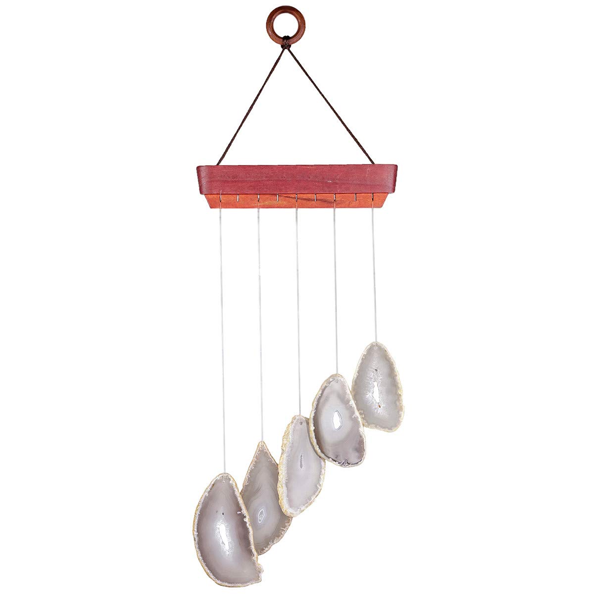 Nupuyai Natural Colour Agate Slices Wind Chimes for Garden Home Decor, Crystal Stone Hanging Ornament Wind Bell for Outdoor Indoor 48cm