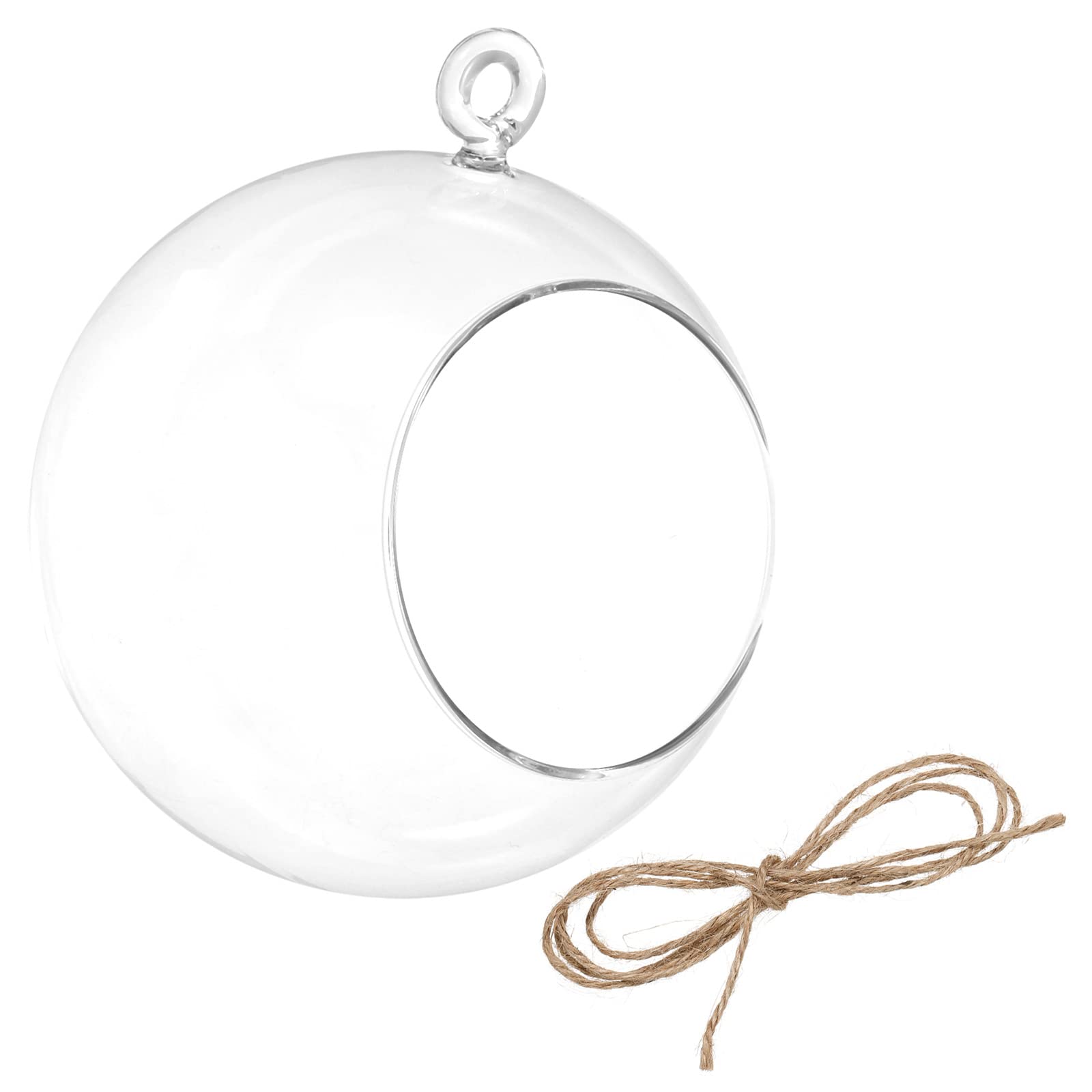 PATIKIL Round Globe Terrarium Air Plant Planter, 4 Inch High Borosilicate Glass Hanging Decorations for Succulent, Tillandsia, Clear