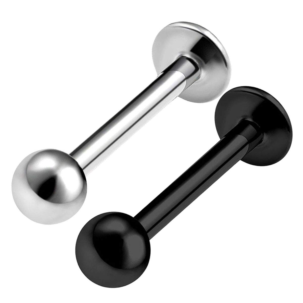 2PCS Stainless Steel Black Labret Lip Rings 16g 3/8 10mm 3mm Ball Lip Medusa Earrings Marilyn Monroe Piercing Jewellery 0151