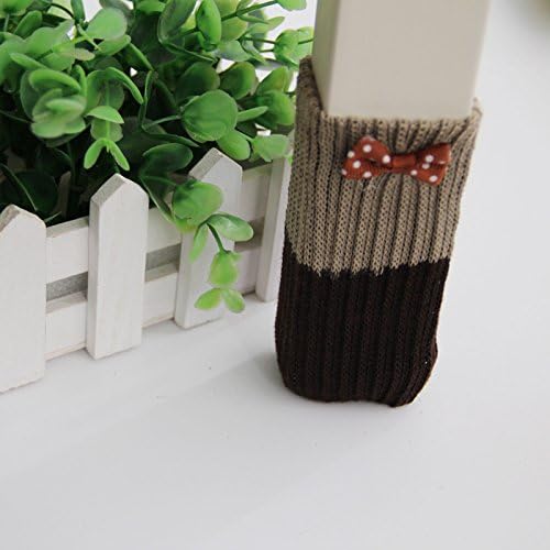 Zeavola Chair Socks, Furniture Leg Feet Wood Floor Protectors Set, Vertical Knitted, Pack of 8 ;Bowknot