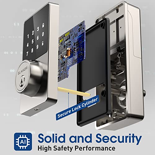 Keyless Entry Door Lock, Smart Lock with Touchscreen Keypad, Secure Deadbolt Lock with 50 User Codes, Easy Installation, Auto Lock, Waterproof Smart Lock for Front Door, Bedroom Door, Home, Apartment