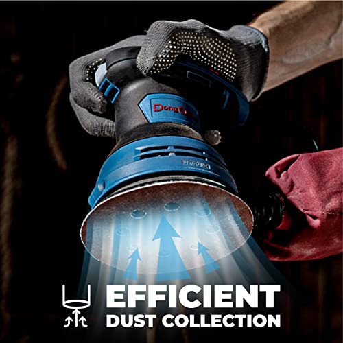 DongCheng Exzenterschleifer 125mm, 300W Variable Drehzahl Schleifer Kit mit Staubbeutel und 10-Stück Multischleifer Schleifpapier, für Holzbearbeitung, Modell DSA125