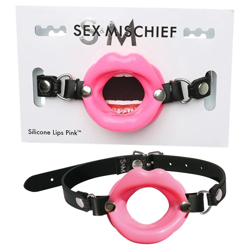 Sex & Mischief Silicone Lips Open Mouth Gag, Pink