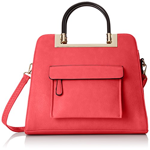 MG Collection Krista Structured Handle Tote Shoulder Bag, Coral, One Size