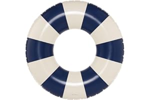 PETITES POMMES Petites-Pommes Inner Tube for Kids - Durable Donut Pool Float, Handprinted Classic Striped Design Round Floats for Pool, Soft Comfort Seaming, Packable Floats for Travel, Dark Blue, 35 inch