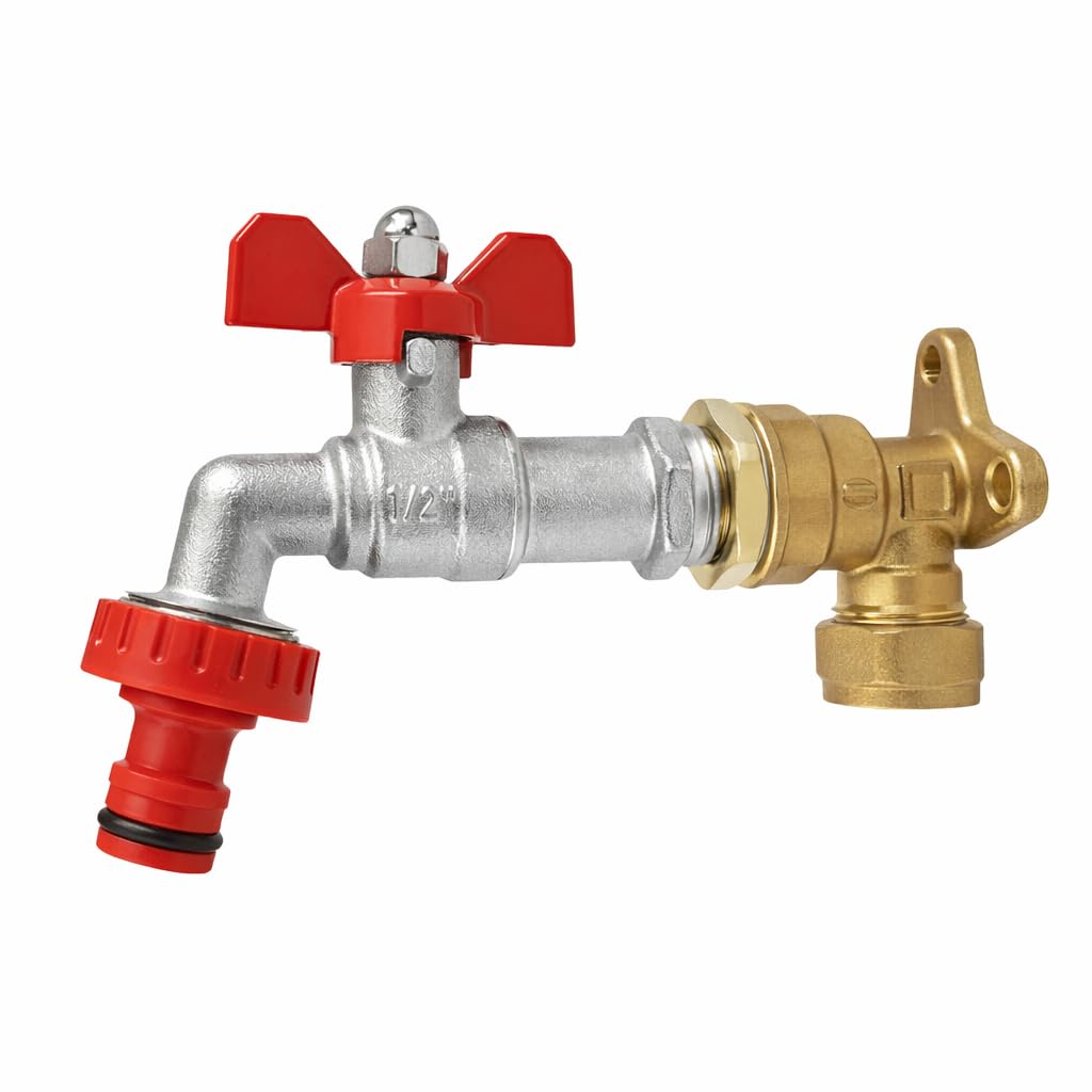 Wärmer System Wärmer System Outside Garden Tap – with Hose Connector, Wall Mounted, 1/2 Inch