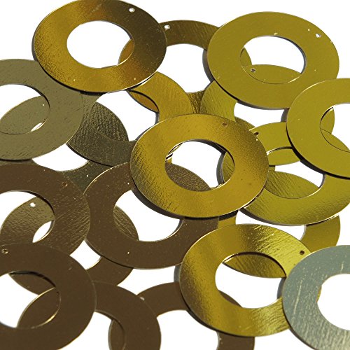 Gold Sequin Donut 1.5 inch Couture Paillettes. Made in USA. Loose sequins for embroidery, bridal, applique, arts, crafts, and embellishment