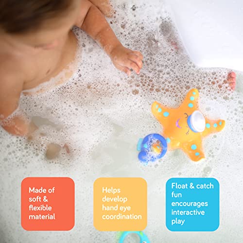 Nuby Starfish Ring Toss Bath Toy, Includes 3 Toss Rings (Crabfish