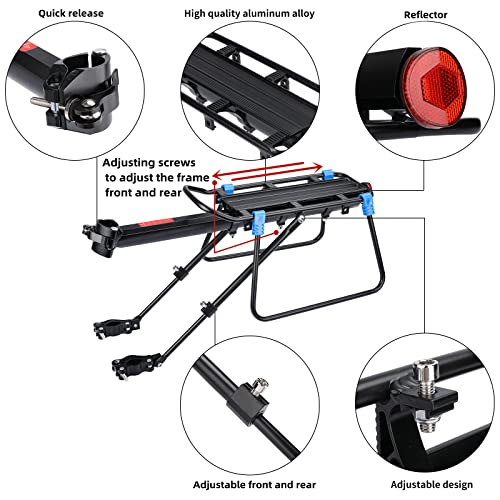 BABEIYXM Rear Bike Rack 110165lb Bike Cargo Rack with Quick Release, Adjustable Aluminum Alloy