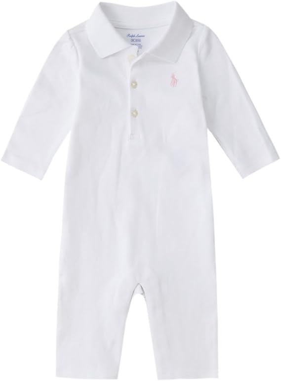Amazon Co Jp ポロ ラルフローレン 長袖 ベビー カバーオール ロンパース Solid Interlock Coverall 定番 女の子 サイズ 9m カラー White Polo Ralph Lauren 並行輸入品 服 ファッション小物