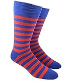 Royal Blue and Red Twill Stripe Cotton Blend Dress Socks