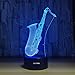 LLUUKK Visual 3D Night light SAX saxophone player toys Desk Lamp Table decoration household accessories Kids gift boys festival for music lovers