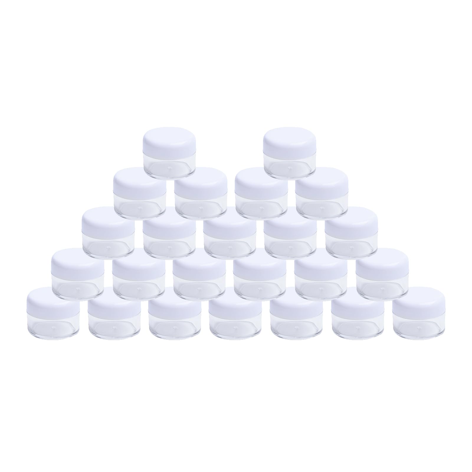 24PCS 10g / 10ml Empty Clear Plastic Cosmetic Containers Pot Jars Cases Travel Bottles with White Screw Cap for Cosmetic Makeup Eye Shadow Nails Lip Balm Glitter Nail Art Powder Trinkets Jewellery