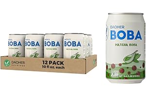DAOHER BEVERAGE (Pack of 12) DaoHer Matcha BOBA Milk Tea Multipack || Japanese Matcha || Konjac BOBA || No.1 Canned BOBA