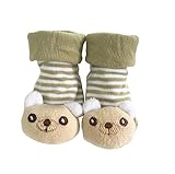 YueLian Baby Newborn Indoor Slipper Socks Bear Booties Brown 2.7''
