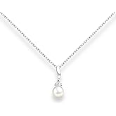 Pearl Necklace for Women Sterling Silver Chain Birthstone for Women Fine Jewelry Dainty Infinity Pendant Anniversary Birthday Christmas Gifts for Her Wife Mom Lady Daughter,