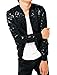 Allegra K Men Stand Collar Leopard Zip Up Plush Jacket
