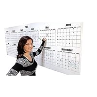 Large 2019 Wall Calendar - 36 x 96 inch Dry Erase Year Planning Calendar- Large Wet Erase Laminated Academic Calendar Poster - Erasable Yearly Planner Calendars - 3 x 8 feet Jumbo Wall Calendar 2019