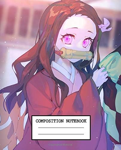 Composition Notebooks: Demon Slayer Anime Soft Glossy Cover Wide Ruled Blank Lined Soft Cover Journal Paper 7.44 x 9.69 Inches 110 Pages