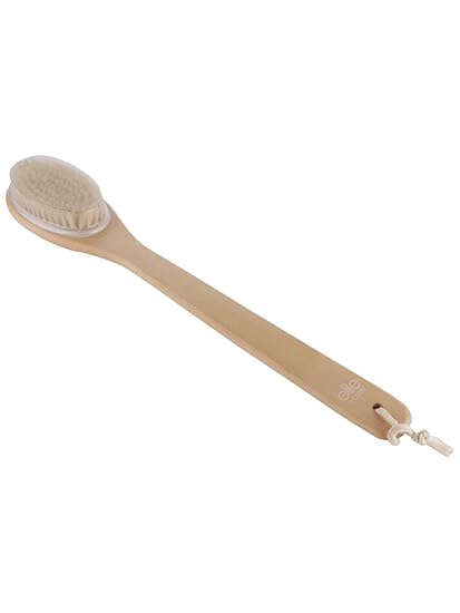 Elite Models Unisex Back Scrubber with Medium Soft Bristles Long Wooden Handle