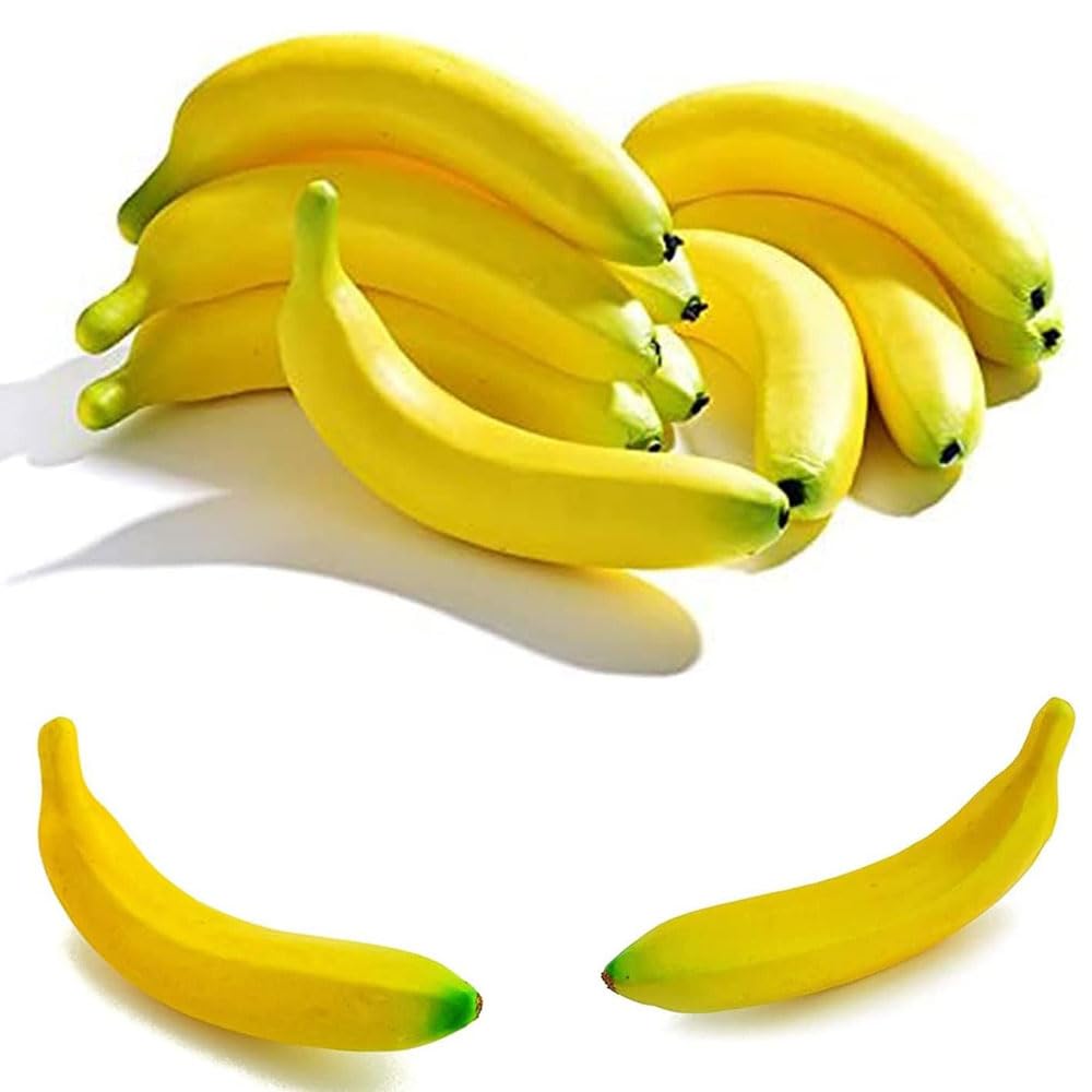 LATRAT 10pcs Artificial Banana Decoration, Eco-Friendly Foam, Yellow, Kitchen, Party