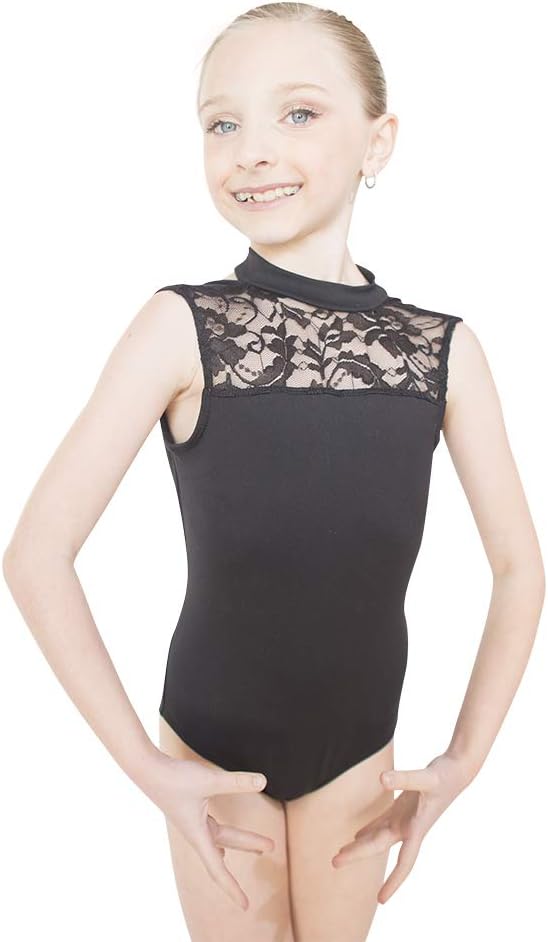 HDW DANCE Kids Girls Ballet Dance Leotard Lace Turtle Neck Open Back Cotton …