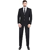 P&L Men's 2 Piece Classic Fit Suit 2 Button Blazer Jacket & Pleated Pants, Regular, Big & Tall for Business Wedding Prom