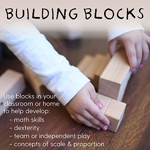 ECR4Kids Hardwood Unit Block Play Set with Canvas Carry Case - Educational Wood Building Block Kit, Natural Finish (64-Piece Set)