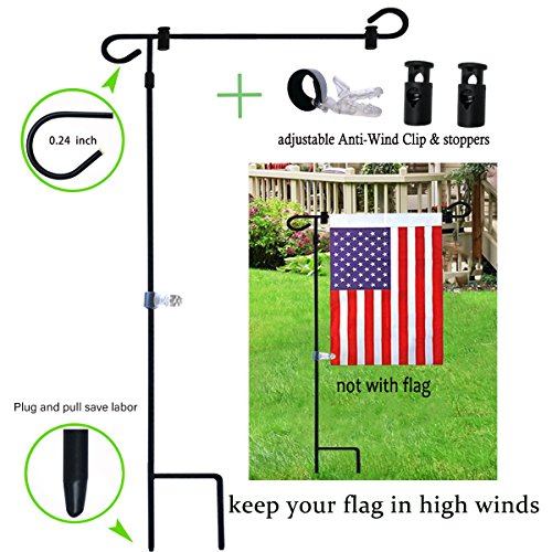 W&X Garden Flag StandHolderPole with Stopper and AntiWind Clip
