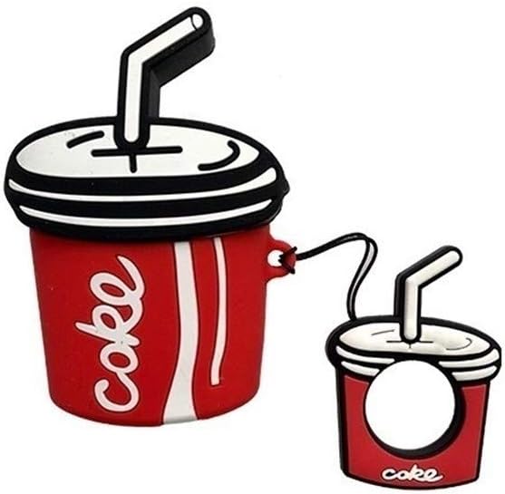 JUSTINT Lovely Airpods Case, Cartoon Coke Airpods Case Cover, silicone, soft Airpods Protective Cover for Apple Airpods 1 & 2 Effective protection (Color : Coca Cola, Size : Airpods 1/2)