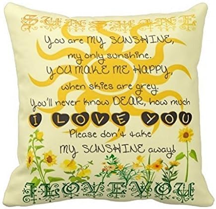 You Are My Sunshine Pillow Fashion Home Decorative Pillowcase Cotton Polyester Pillow Cover(45cm x 45cm, One Sides)