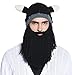Men Knit Viking Beard/Mustache Hat Beanie, Black Beard