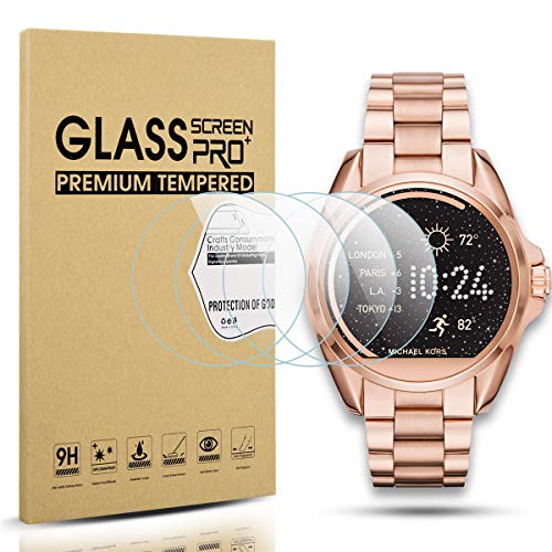 Diruite 4-Pack for Michael Kors Access Bradshaw Tempered Glass Screen Protector for MKT5001/5004/5013 Smart Watch [Anti-Scratch] [Perfectly Fit] [Optimized Version]