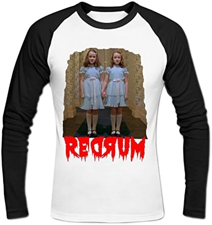 Typhoneix Men's Classica The Shining Horror Movie Book Redrum Twins Baseball T shirt XL White