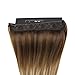 Sunny Invisible Hair Extensions Crown Human Hair Ombre Brown Mix Blonde Fish Line Wire One Piece Clip in Real Human Hair Extensions 80g 18Inch