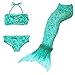 sophiashopping Girl's 3pcs Mermaid Tail Swimmable Princess Bikini Set Swimsuit