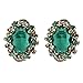 BriLove Women's Victorian Style Crystal Floral Scroll Cameo Inspired Oval Stud Earrings