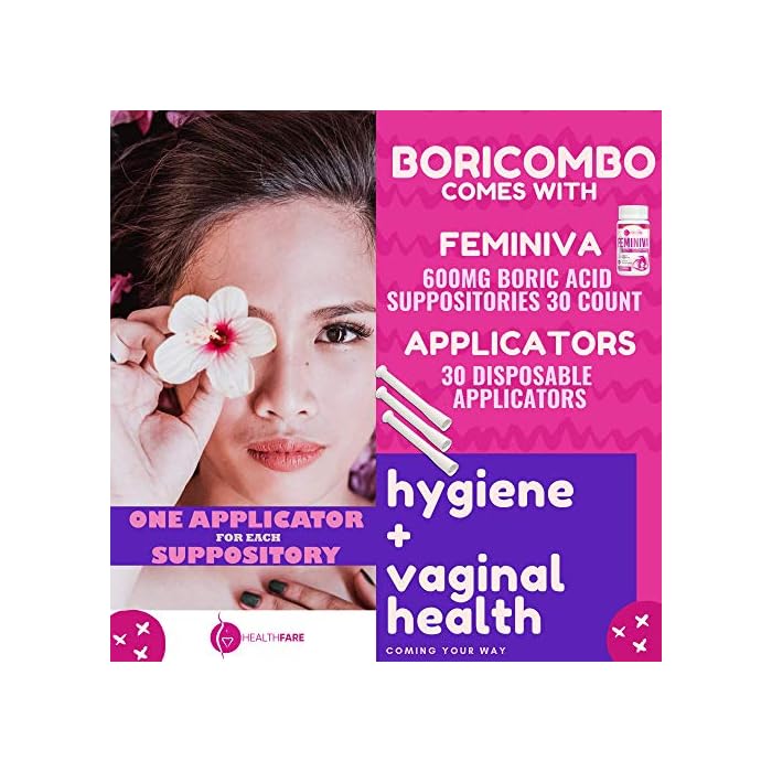 Boric Acid Vaginal Suppositories 600mg 30Count w/ 30 Vaginal