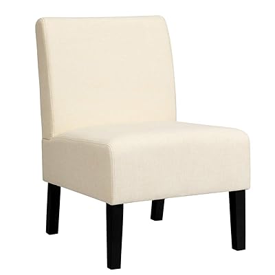Giantex Armless Accent Chair with Curved Backrest, Beige