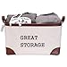 Hinwo 68L Large Capacity Storage Bin Basket Thickened Canvas Fabric Toy Chest Organizer with PU Leather Handles for Kids Toys Laundry Clothes Nursery Playroom and Shelves, 22 x 15 x 12.6, Off White