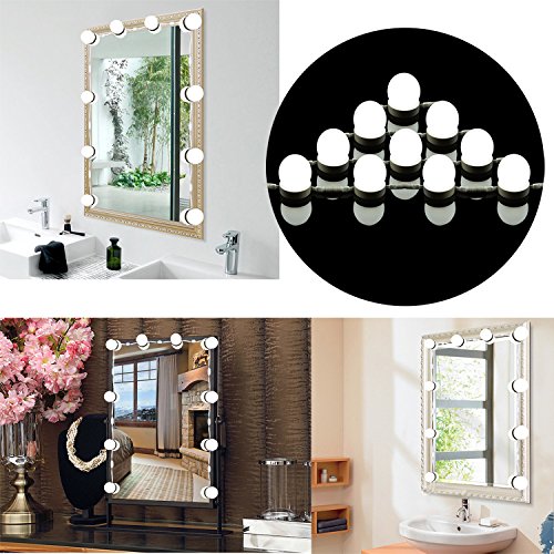 Hollywood Style LED Vanity Mirror Lights Kit,10 Dimmable Natural White Bulbs, Cosmetic Lighting Fixture Strip, Makeup Mirror Lights for Vanity Table Set in Dressing Room, Bathroom(Mirror Not Included)