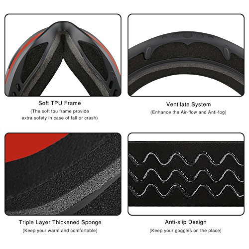 image for AKASO ALKAI Alta Ski Goggles, Snowboard Goggles Anti-Fog, 100% UV Prot