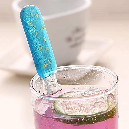 Fused Glass Swizzle Sticks Drinking Stirrers Stir - Rainbow Drink Swizzle Sticks Perfect for Coffee Beverage Wedding Tableware and Cocktails Martini Barware - Pack of 6 by Quotidian (Drizzle) B
